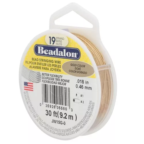 Filo cavetto 19 fili 0,46 mm - Beadalon - Dorato x9,2m