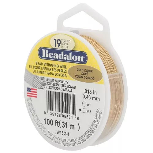 Filo cavetto 19 fili 0,46 mm - Beadalon - Dorato x31m