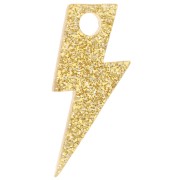 Pendente a forma di fulmine in acrilico da 25 mm - Brillantini dorati x1