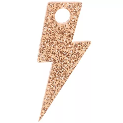 Pendente a forma di fulmine in acrilico da 25 mm - Brillantini bronzo x1