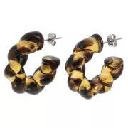 Orecchini a cerchio ritorto in acetato da 28 mm - Marrone chiaro screziato - Marrone x2