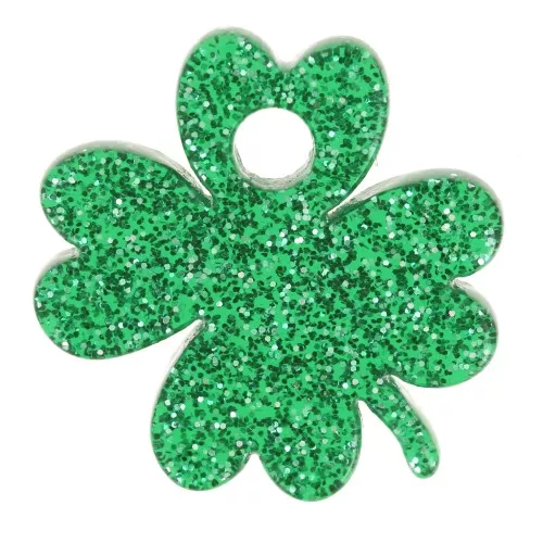 Ciondolo a forma di trifoglio in acrilico da 19 mm - Verde scuro Brillantini x1