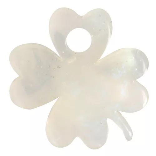 Ciondolo Trifoglio da 19 mm in acetato - Brillantini perlati trasparenti marmorizzati x1