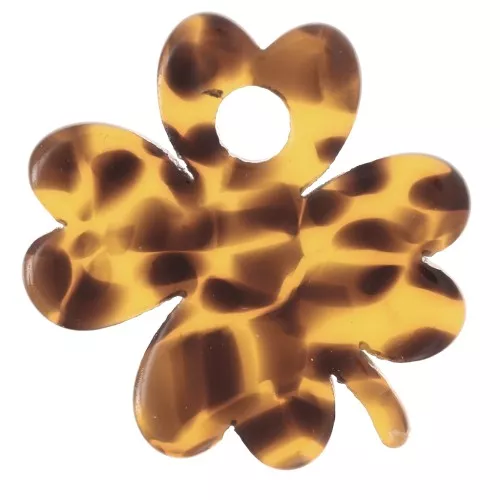 Ciondolo a forma di trifoglio da 19 mm in acetato - Terrazzo Brown - Nero x1