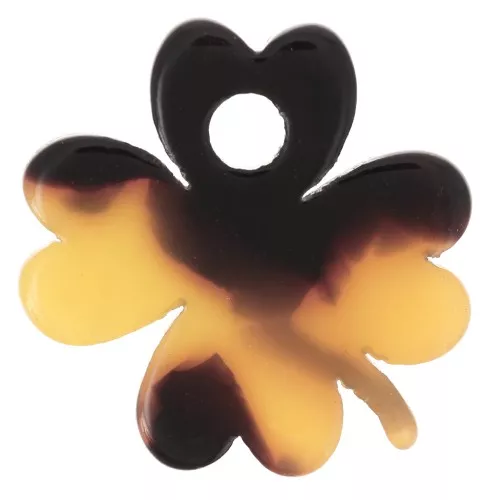 Ciondolo a forma di trifoglio in acetato da 19 mm - Tartaruga - Marrone - Nero x1