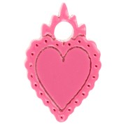 Ciondolo a cuore ex-voto in acetato 19,5x13 mm - Rosa x1|raw }}