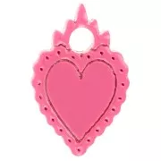 Ciondolo a cuore ex-voto in acetato 19,5x13 mm - Rosa x1
