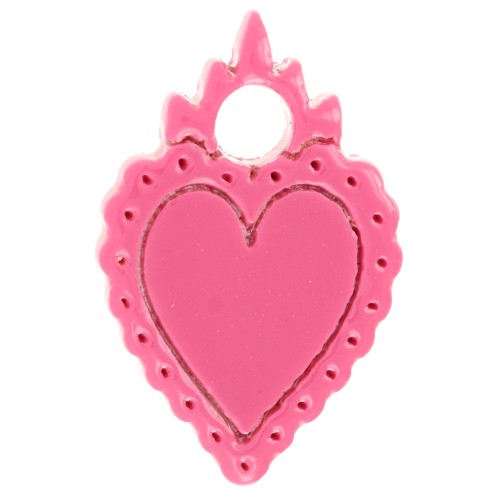Ciondolo a cuore ex-voto in acetato 19,5x13 mm - Rosa x1