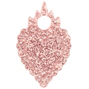 Ciondolo a cuore in acrilico 19,5x13 mm - Brillantini rosa antico x1|raw }}
