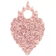 Ciondolo a cuore in acrilico 19,5x13 mm - Brillantini rosa antico x1