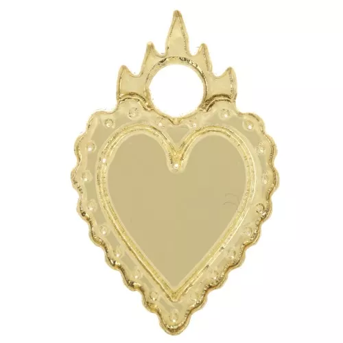 Ciondolo cuore ex-voto 19,5x13 mm in plexiglass - Effetto specchio - Dorato x1