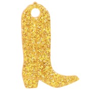 Ciondolo in acrilico Santiag cowboy boot 20x13 mm - Brillantini giallo scuro x1|raw }}