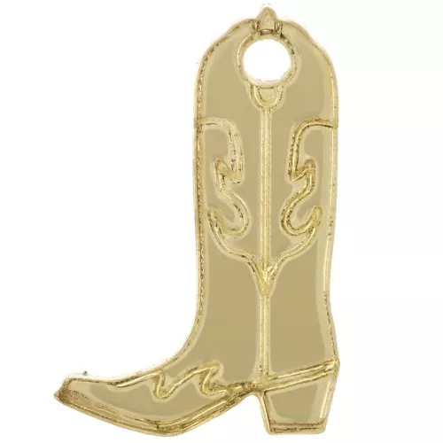 Ciondolo Santiag per stivale da cowboy 20x13 mm in plexiglass - Effetto specchio - Dorato x1