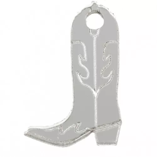 Ciondolo Santiag per stivali da cowboy 20x13 mm in plexiglass - Effetto specchio - Argento x1