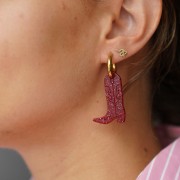 Pendente Santiag a forma di stivale da cowboy 35x23 mm in acrilico - Argento Brillantini AB x1