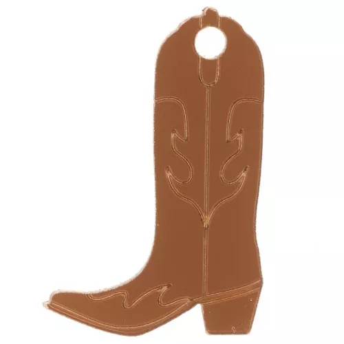 Pendente Santiag a forma di stivale da cowboy 35x23 mm in plexiglass - Effetto specchio - Marrone x1