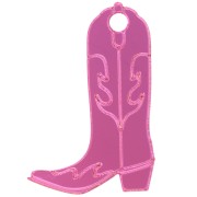 Pendente Santiag a forma di stivale da cowboy 35x23 mm in plexiglass - Effetto specchio - Fuschia