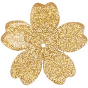 Pendente a fiore in acrilico 25 mm - Brillantini d'oro x1