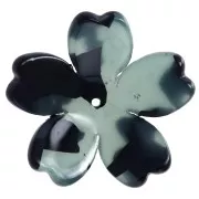 Pendente a forma di fiore in acetato da 25 mm - Tartaruga - Grigio blu - Nero x1