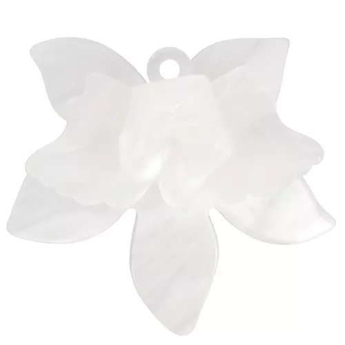 37x41 mm Pendente a rilievo a forma di fiore in acetato - Marmo bianco x1