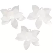 37x41 mm Pendente a rilievo a forma di fiore in acetato - Marmo bianco x1