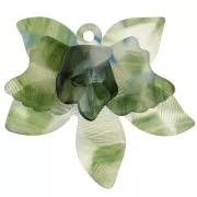 Pendente a rilievo a forma di fiore in acetato 37x41 mm - Khaki - Trasparente - Blu x1