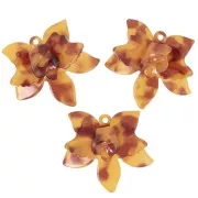 Fiore in rilievo pendente 37x41 mm Acetato tartaruga - Caramello - Marrone