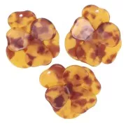 Fiore in rilievo pendente 41x40 mm Acetato tartaruga - Caramello - Marrone