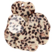Pendente a rilievo a forma di fiore in acetato 41x40 mm - Marrone screziato - Crema x1