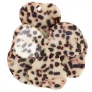 Pendente a rilievo a forma di fiore in acetato 41x40 mm - Marrone screziato - Crema x1