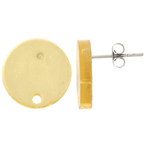 Orecchini perno in plexiglas da 15 mm - Effetto specchio - Dorato x2