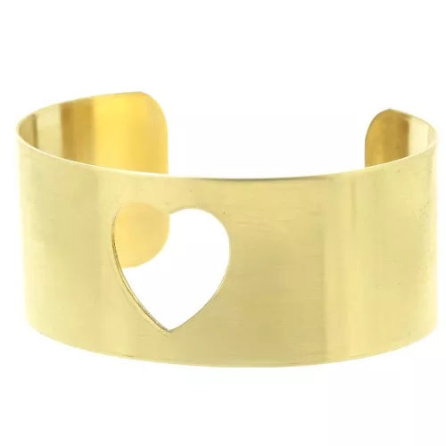 Bracciale a cuore traforato da decorare 28,5x150 mm - Ottone non trattato x1