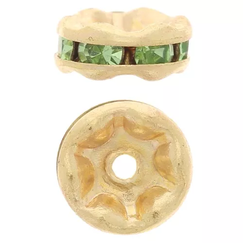 Rondelle Strass mm. 6 dorato/Peridot x4