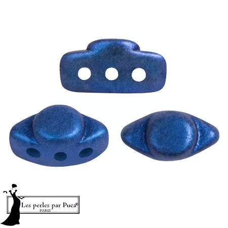 Perle di vetro Volos® di Puca® 4x8 mm - Caribbean Blue Metallic Mat x10g