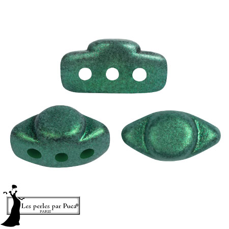 Perle di vetro Volos® di Puca® 4x8 mm - Green Forest Metallic Mat x10g