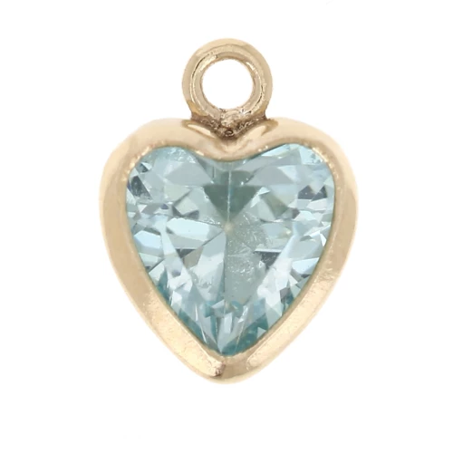 Ciondolo a cuore 7x5,5 mm Ossido di zirconio - Gold filled (oro laminato) - Acquamarina