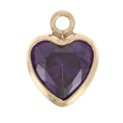 Amethyst - Breloque coeur 7x5.5 mm oxyde de Zirconium - Gold filled (or laminé) - Amethyst Breloque coeur 7x5.5 mm oxyde de Zirconium - Gold filled (or laminé) - Amethyst