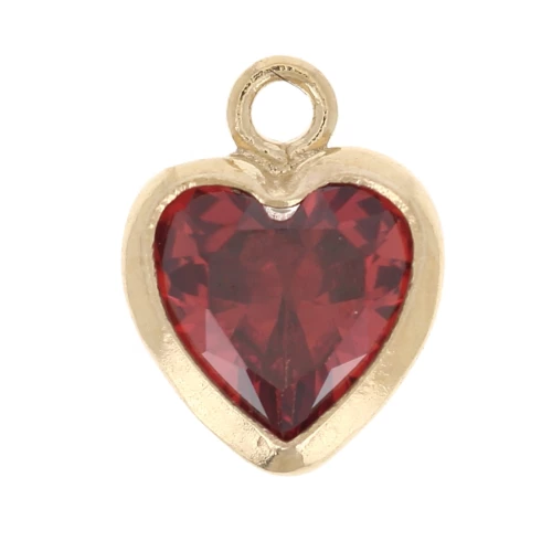 Ciondolo a cuore 7x5,5 mm in ossido di zirconio - Gold filled (oro laminato) - Rubino
