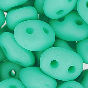 SuperDuo mm. 2.5x5 Opaque Green Turquoise Silk Mat x10g