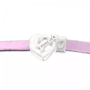 Chiusura T cuore 25 mm per laccetto10 mm Placcatura Argento Antico x1