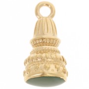 Pendente etnico 28x13 mm in resina epossidica - Dorato con oro fino - Verde scuro x1|raw }}