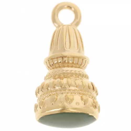 Pendente etnico 28x13 mm in resina epossidica - Dorato con oro fino - Verde scuro x1