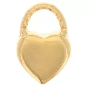 Ciondolo a cuore 14,5x10 mm in resina epossidica - Dorato con oro fino - Bianco perlescente