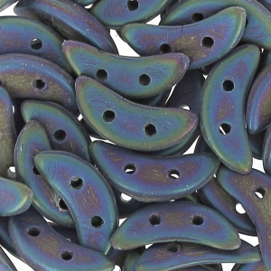 Czechmates Crescent 2 fori 3 x 10 mm Blu Iris Mat x5g