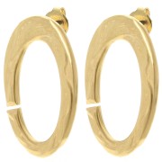 Orecchini ovali martellati 32x19 mm - Dorato con oro fino x2