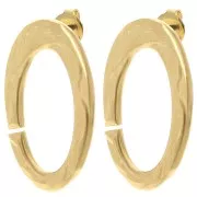 Orecchini ovali martellati 32x19 mm - Dorato con oro fino x2