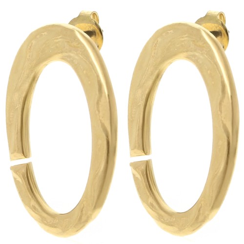 Orecchini ovali martellati 32x19 mm - Dorato con oro fino x2