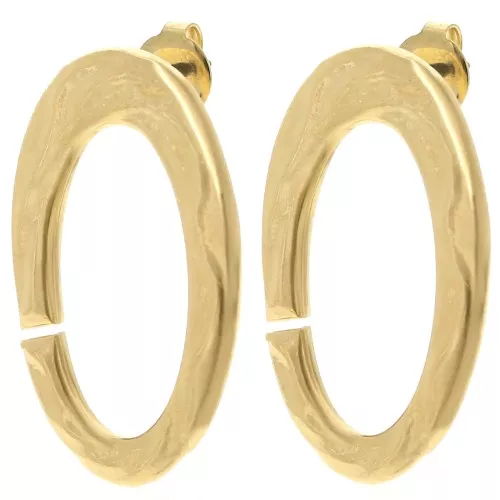 Orecchini ovali martellati 32x19 mm - Dorato con oro fino x2