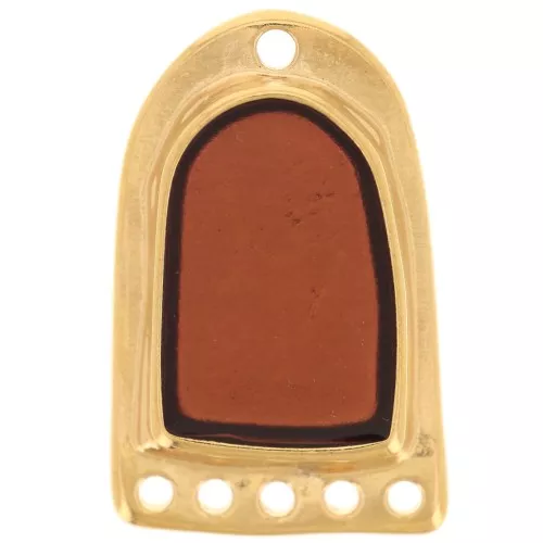 Pendente 27x17 mm in resina con effetto vetro colorato - Dorato oro fino - Topazio