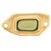 Distanziatore irregolare 22x11 mm effetto vetro colorato in resina epossidica Dorato con oro fino - Verde|raw }}